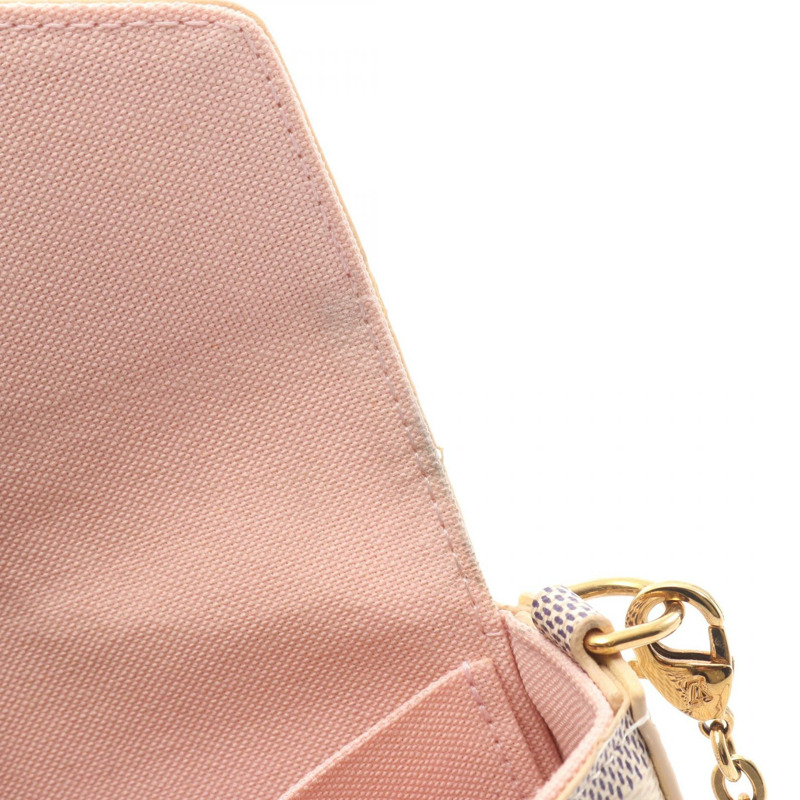 路易威登 Pochette Felice 單肩包 N63106 Damier Azur 帆布 白色 二手-6