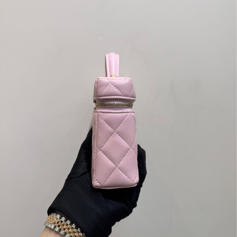 【閒置❤️全套】Chanel 25P飯盒包手柄長盒子櫻花粉拉絲金扣 斜挎包-3
