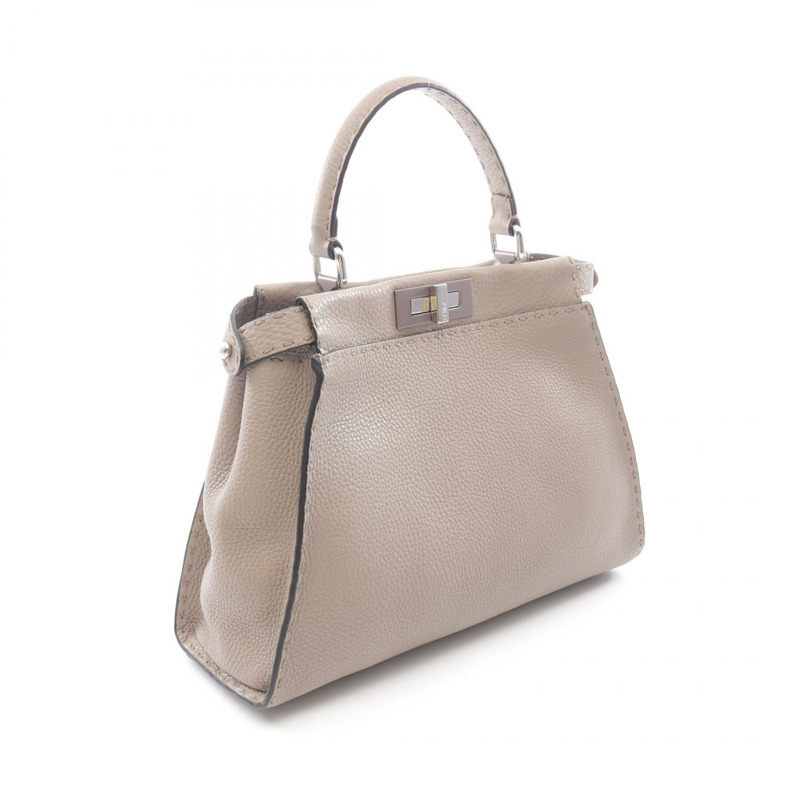 FENDI Peek-a-boo 常規單肩手提包 8BN290 皮革 米色 二手 女士-1