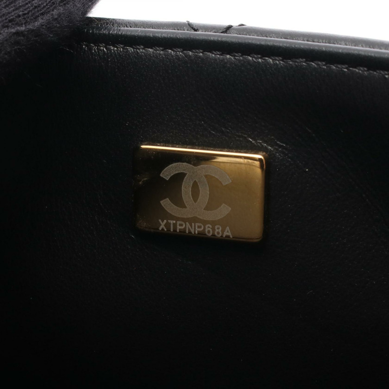 香奈兒 (CHANEL) 絎縫迷你翻蓋鏈條肩背斜背包 AS3731 黑色皮革 GHW-4