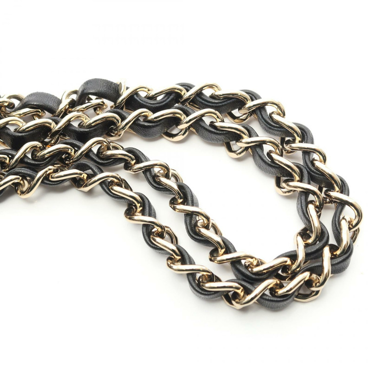 香奈兒 (CHANEL) 人字紋 V 型縫線 W 型翻蓋鏈條單肩背包 A01166 黑色皮革 金色五金 二手-8