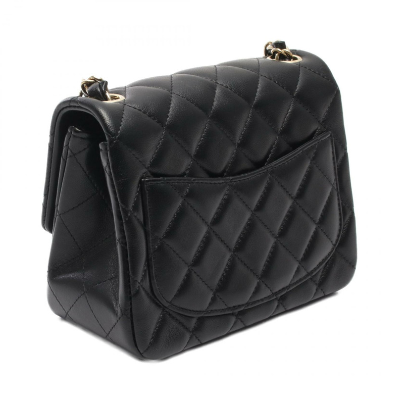 香奈兒迷你絎縫鏈條肩背斜背包 A35200 黑色皮革 金色五金 二手-1