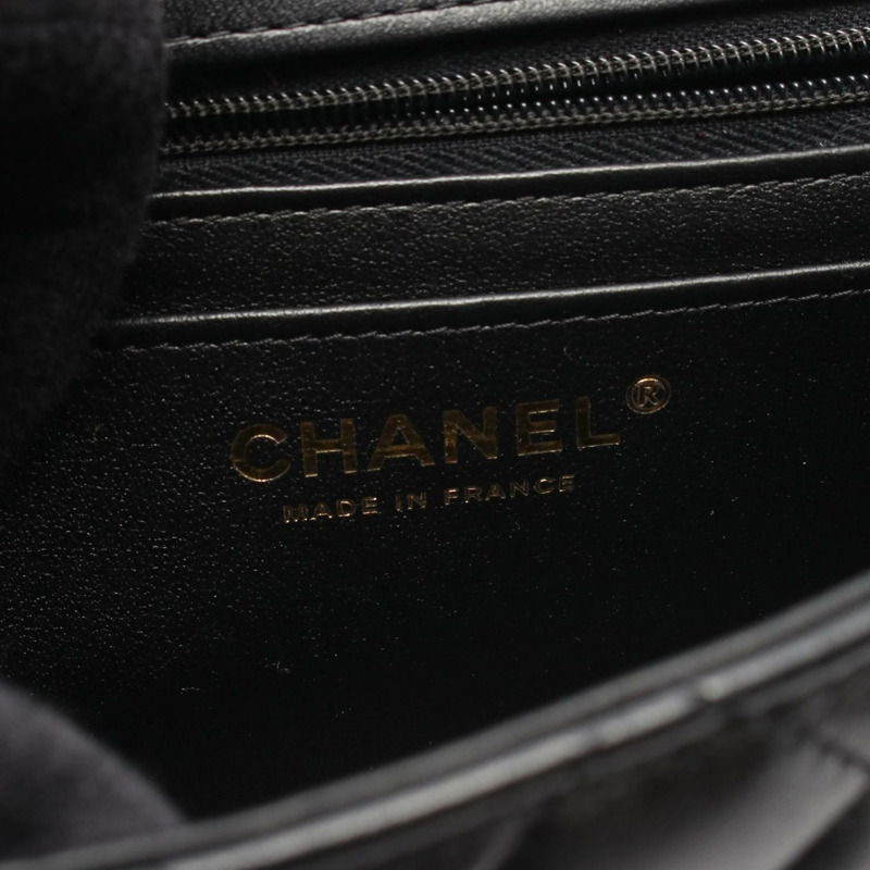 香奈兒迷你絎縫鏈條肩背斜背包 A35200 黑色皮革 金色五金 二手-3