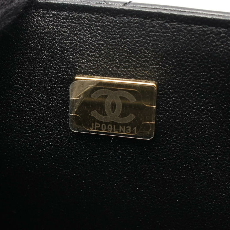 香奈兒迷你絎縫鏈條肩背斜背包 A35200 黑色皮革 金色五金 二手-4