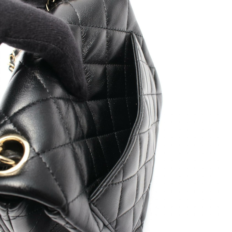 香奈兒迷你絎縫鏈條肩背斜背包 A35200 黑色皮革 金色五金 二手-5