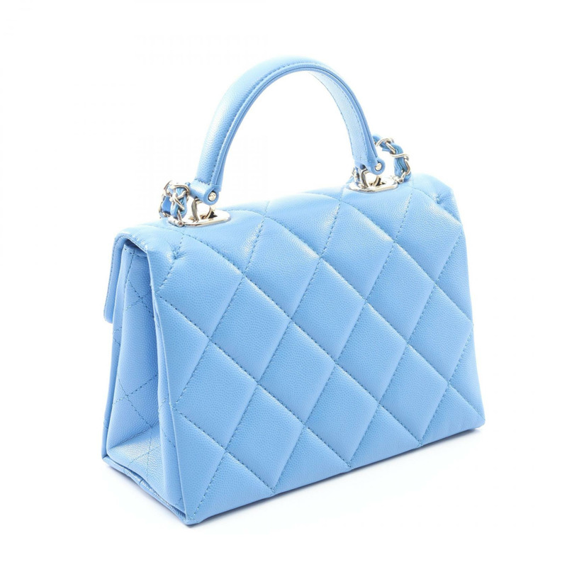 香奈兒 (CHANEL) 絎縫手提單肩包 AS4711 粒面小牛皮 藍色 二手-1