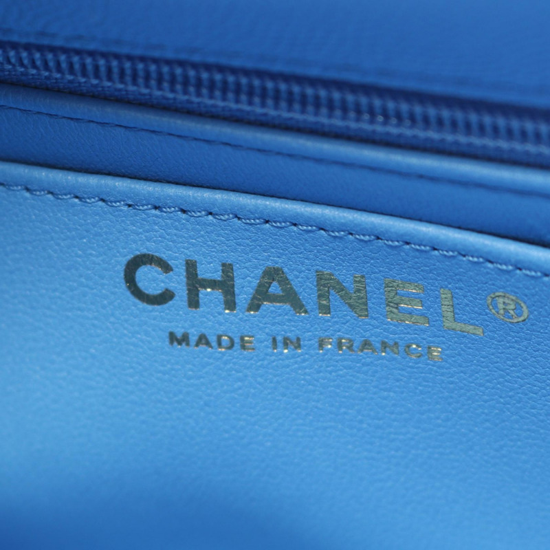 香奈兒 (CHANEL) 絎縫手提單肩包 AS4711 粒面小牛皮 藍色 二手-3