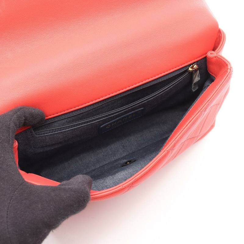 香奈兒大號翻蓋絎縫鏈條肩背斜背包 AS1353 紅色皮革二手-2