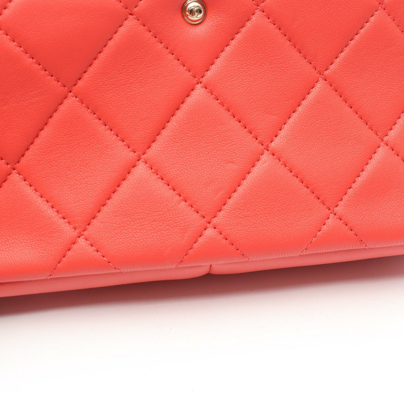 香奈兒大號翻蓋絎縫鏈條肩背斜背包 AS1353 紅色皮革二手-6