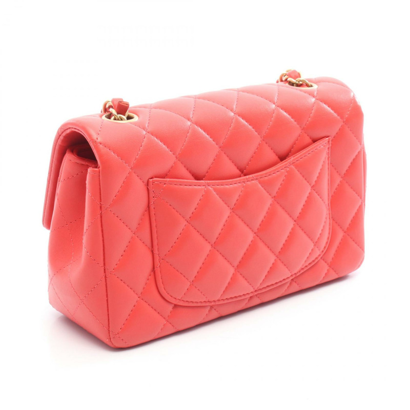 香奈兒迷你絎縫20鏈條肩背斜背包 A69900 皮革 紅色橘色-1