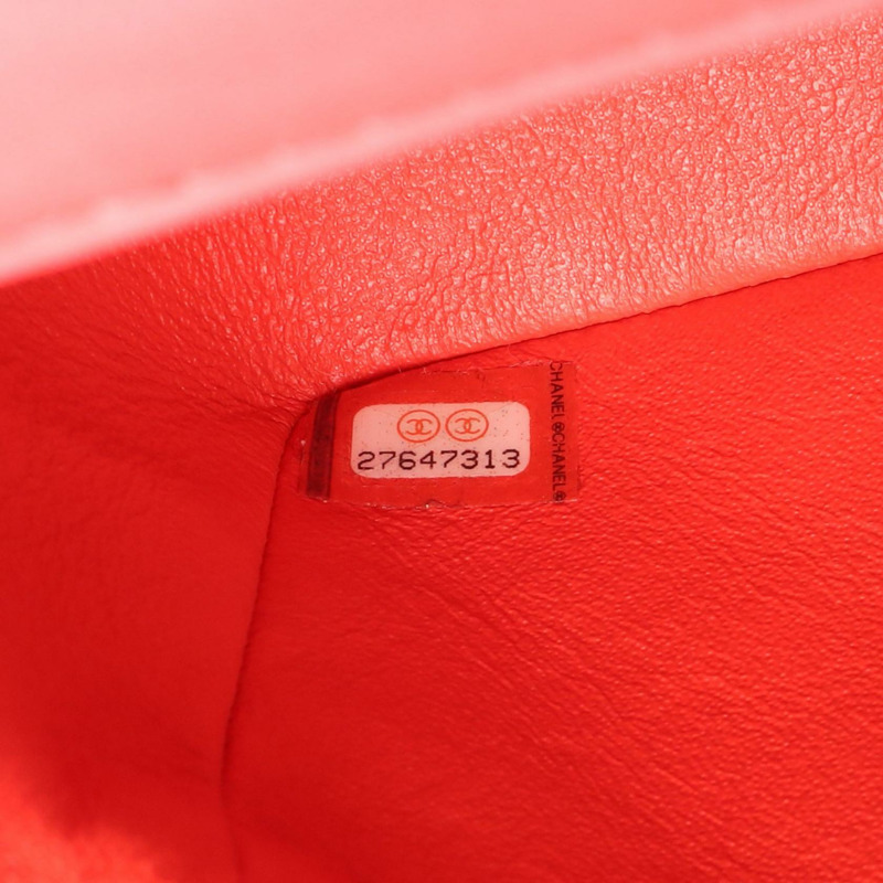 香奈兒迷你絎縫20鏈條肩背斜背包 A69900 皮革 紅色橘色-4