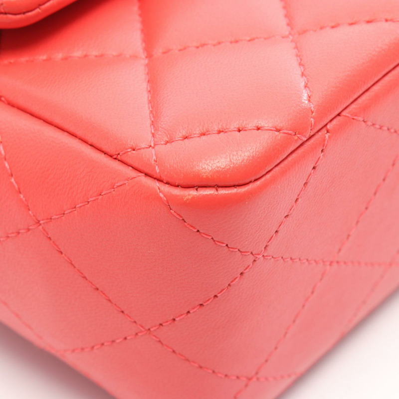 香奈兒迷你絎縫20鏈條肩背斜背包 A69900 皮革 紅色橘色-7