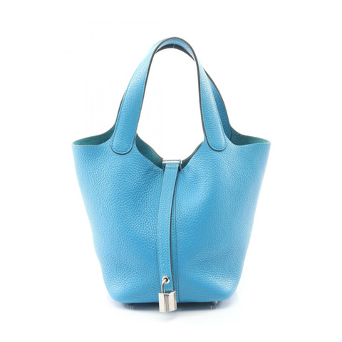 愛馬仕 Picotin Lock PM 托特包，Clemence 皮革，藍色 Zanzibar SHW，二手