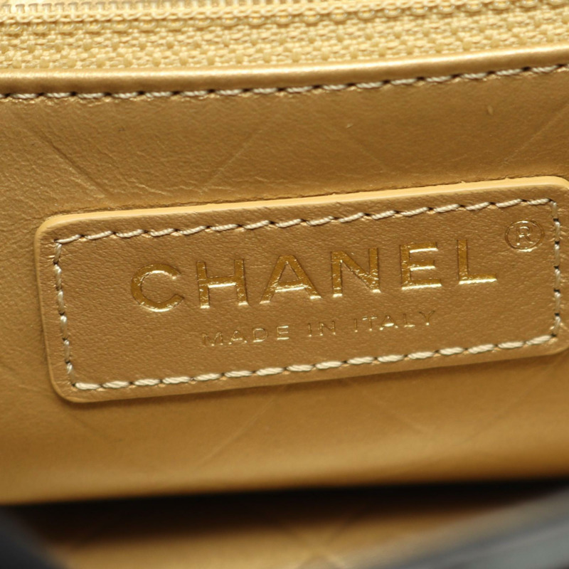 香奈兒 (CHANEL) 絎縫鏈條肩背包，黑色皮革，二手，女士，金色五金-3