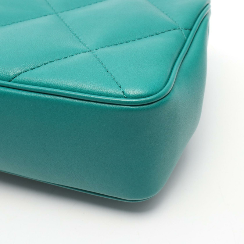 香奈兒 (CHANEL) 頂部手柄絎縫肩挎斜背包 AS1114 皮革 綠色 GHW-6