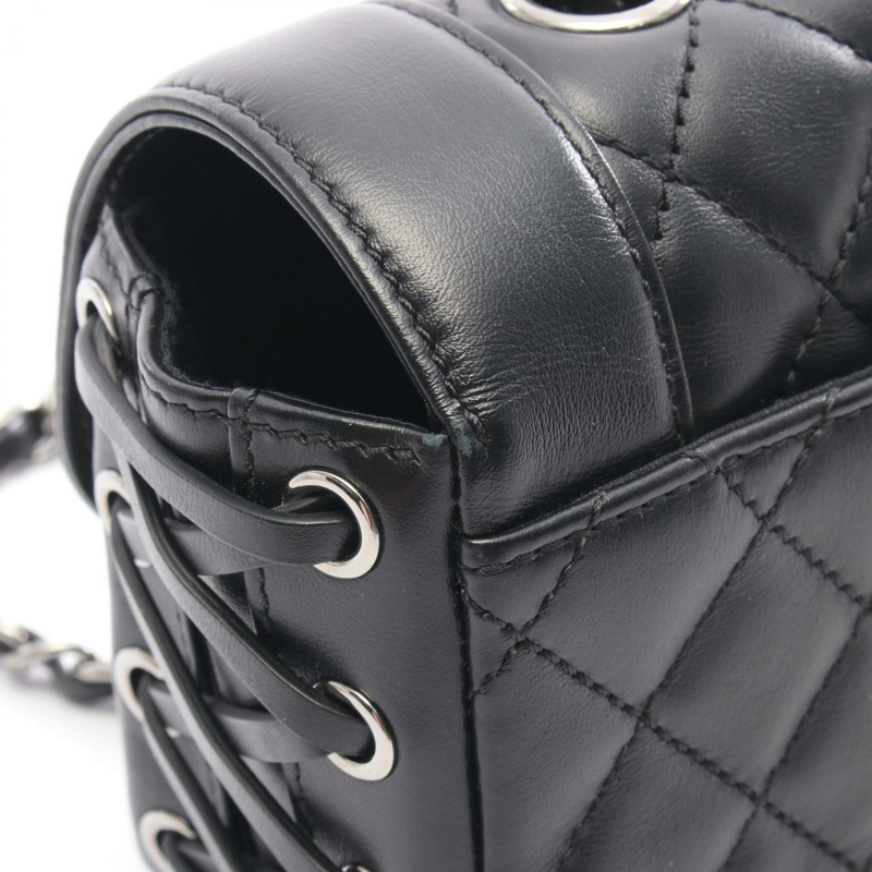 香奈兒 (CHANEL) 絎縫鏈條肩背包，羊皮材質，黑色，SHW，二手，女士 CC-8