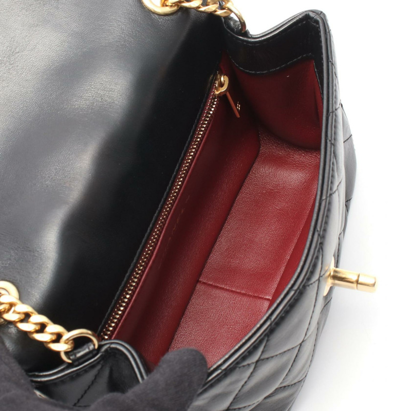 香奈兒 (CHANEL) 絎縫鏈條肩背斜背包 AS3479 羊皮 黑色 金色五金 二手-2