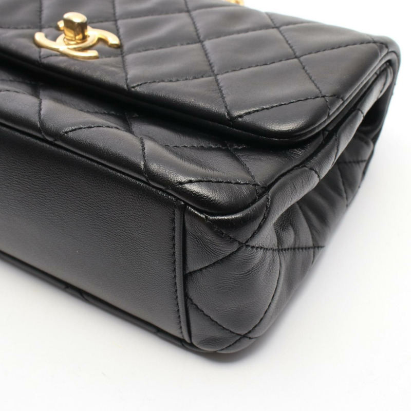 香奈兒 (CHANEL) 絎縫鏈條肩背斜背包 AS3479 羊皮 黑色 金色五金 二手-5