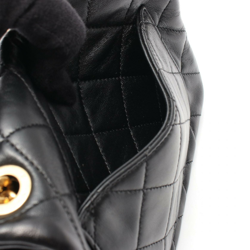 香奈兒 (CHANEL) 絎縫鏈條肩背斜背包 AS3479 羊皮 黑色 金色五金 二手-6