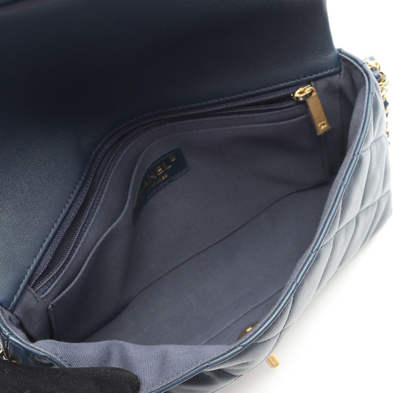 香奈兒 (CHANEL) 2019 年絎縫鏈條肩背斜背包 AS2563 羊皮海軍藍 二手 金色五金-2