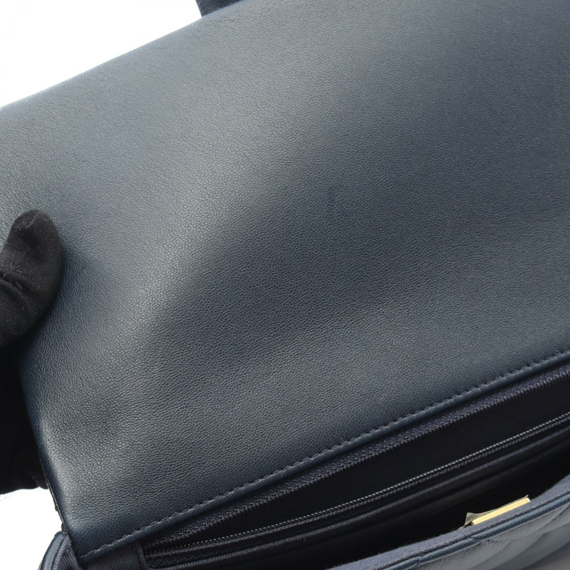 香奈兒 (CHANEL) 2019 年絎縫鏈條肩背斜背包 AS2563 羊皮海軍藍 二手 金色五金-5