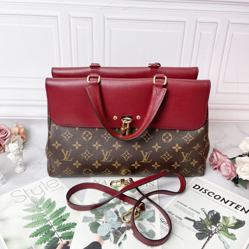 LV 老花酒紅色配皮VENUS手提包 35*13*22 98新配件塵袋-1