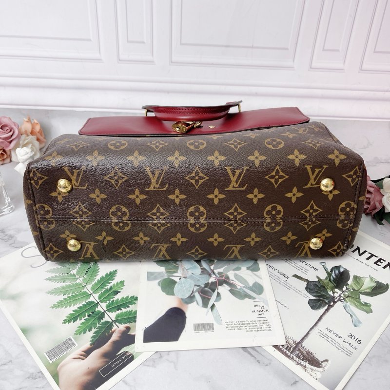 LV 老花酒紅色配皮VENUS手提包 35*13*22 98新配件塵袋-5