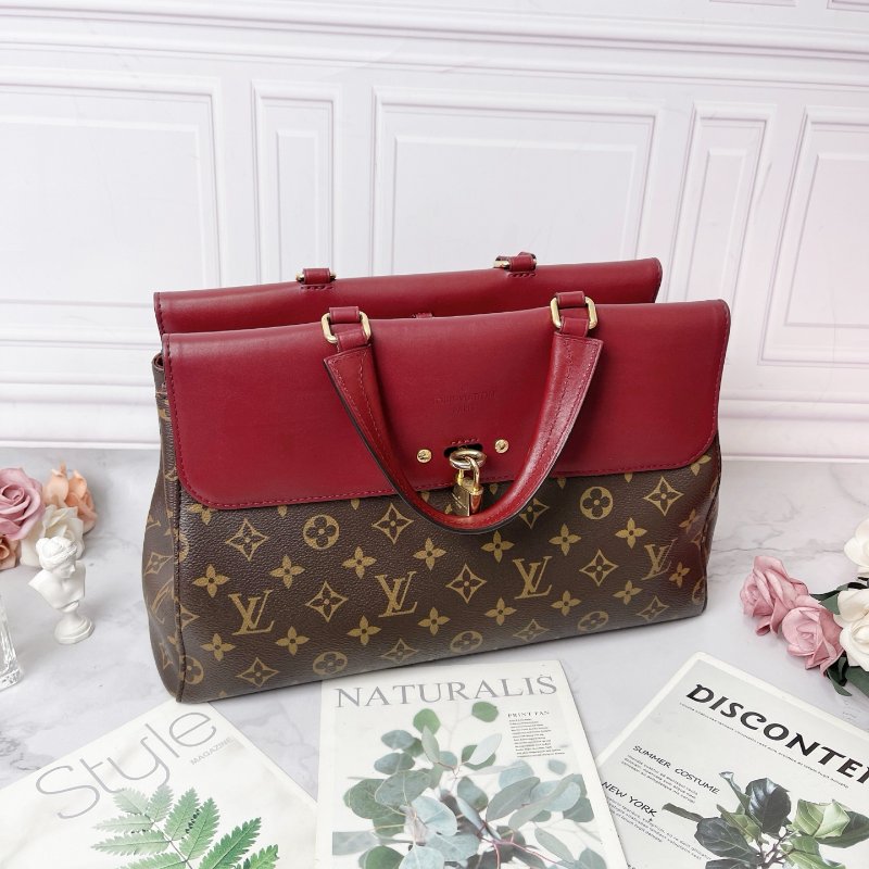 LV 老花酒紅色配皮VENUS手提包 35*13*22 98新配件塵袋-6