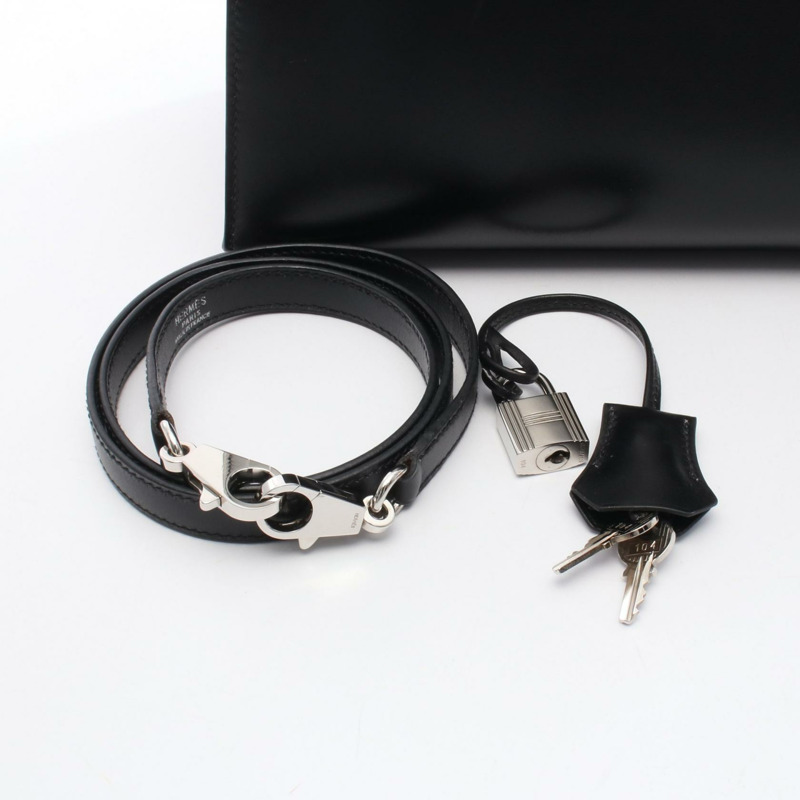 愛馬仕 Kelly 32 肩斜背包，Box 小牛皮，黑色 SHW C 二手-5