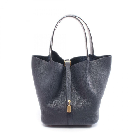 愛馬仕 Picotin Lock Touch MM 藍色夜色手提包 Taurillon Clemence Taurillon Clemence / Matt 鱷魚皮滑雪