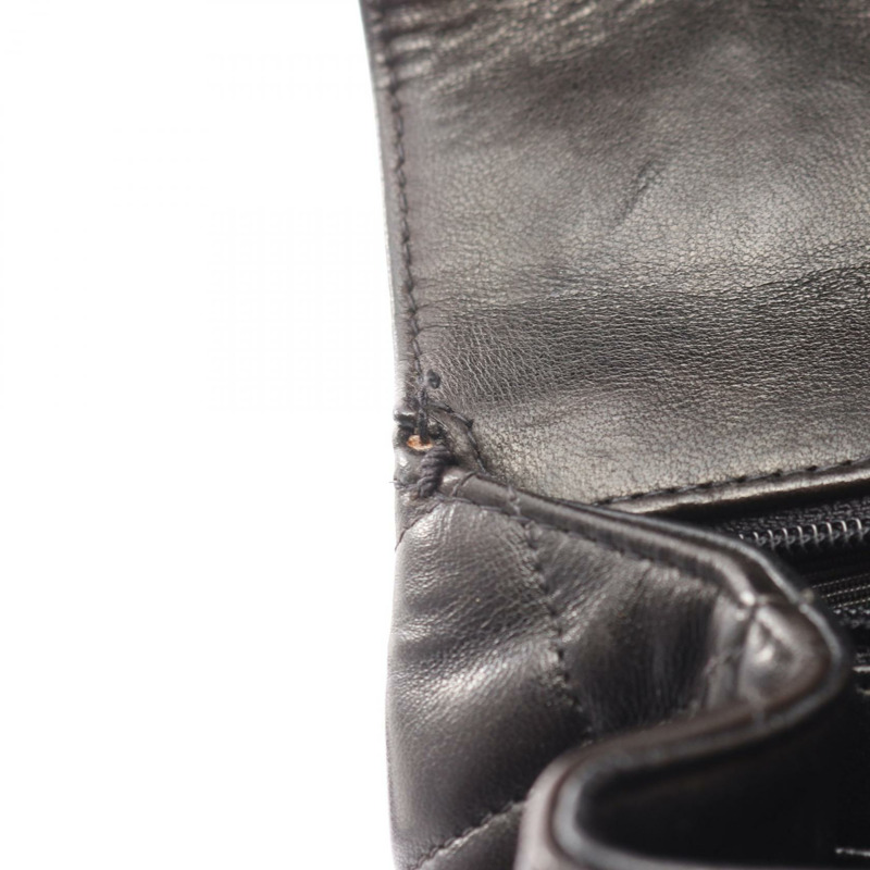 香奈兒 (CHANEL) Matelasse 頂部手柄手提包，羊皮材質，黑色，二手，女士款，金色五金-11