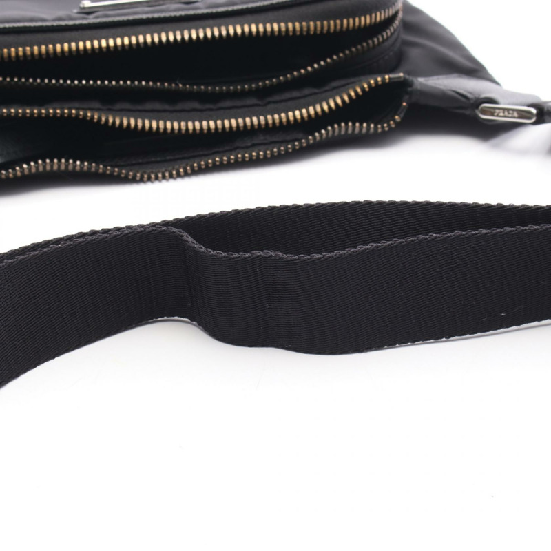 PRADA Re-Nylon 肩挎包 2VH128 黑色皮革 二手 男士 logo-4
