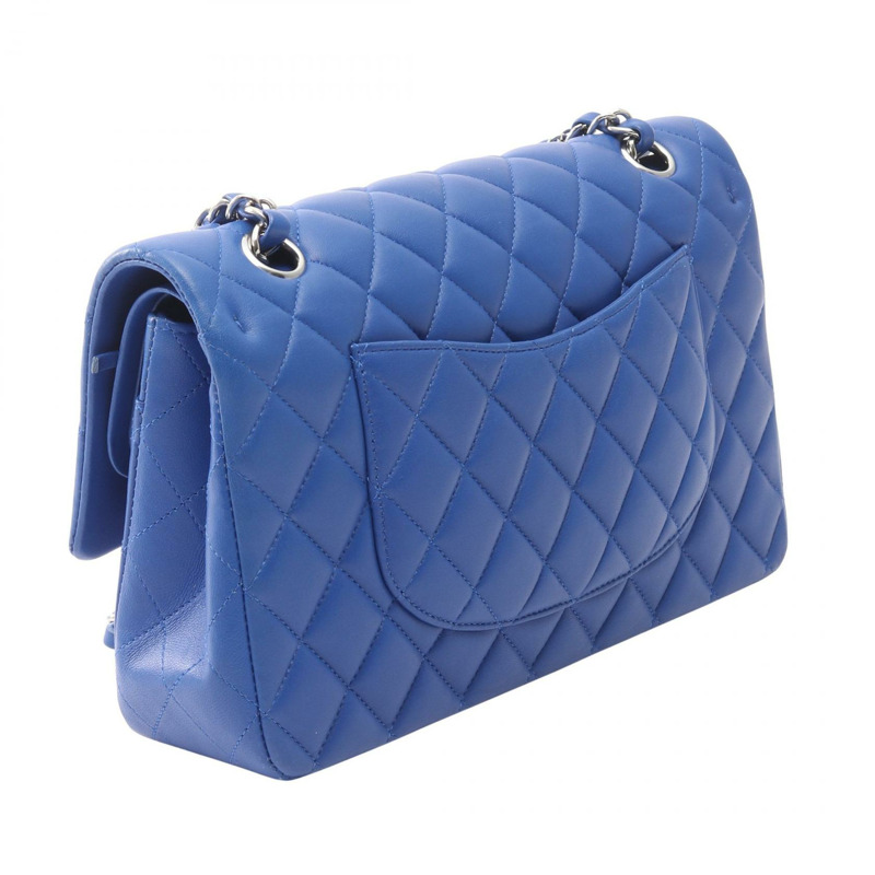 香奈兒 (CHANEL) Matelasse W 翻蓋鏈條單肩包，羊皮材質，藍色，二手，女士，COCO-1
