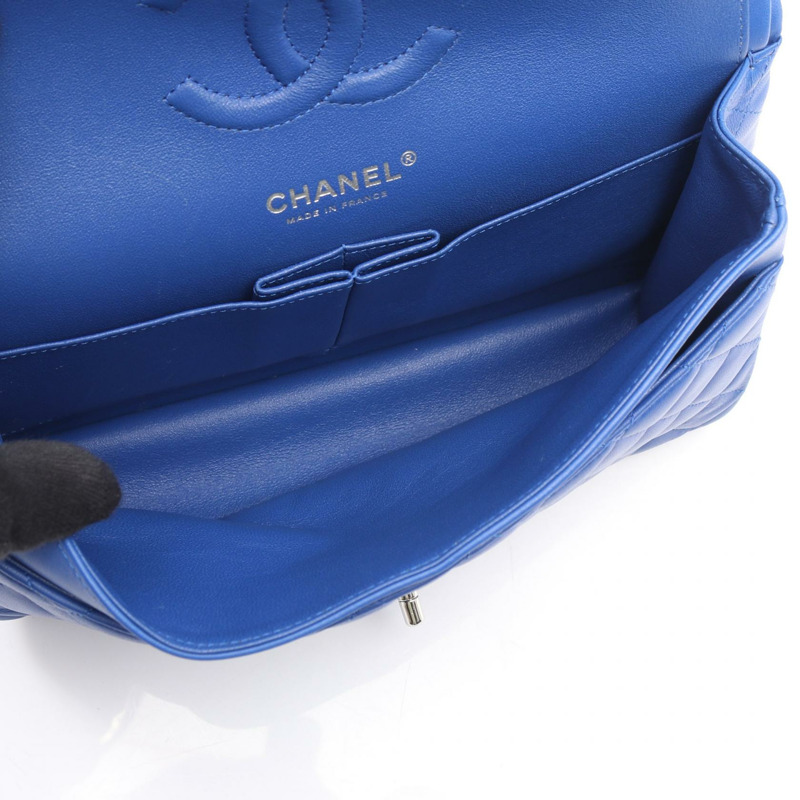 香奈兒 (CHANEL) Matelasse W 翻蓋鏈條單肩包，羊皮材質，藍色，二手，女士，COCO-2