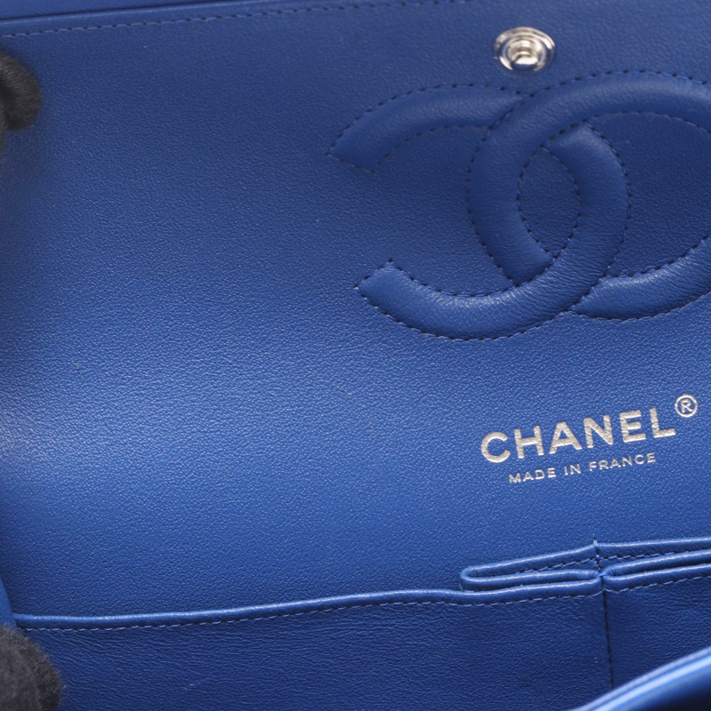香奈兒 (CHANEL) Matelasse W 翻蓋鏈條單肩包，羊皮材質，藍色，二手，女士，COCO-5