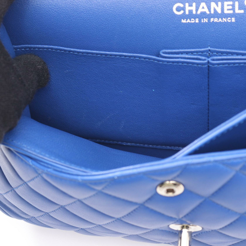 香奈兒 (CHANEL) Matelasse W 翻蓋鏈條單肩包，羊皮材質，藍色，二手，女士，COCO-6