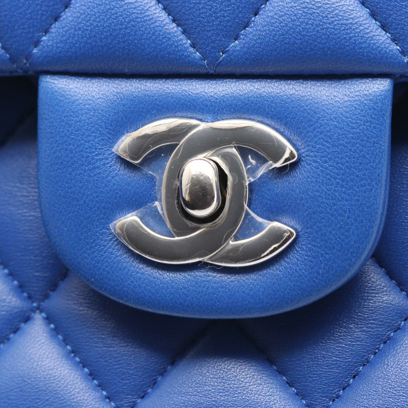 香奈兒 (CHANEL) Matelasse W 翻蓋鏈條單肩包，羊皮材質，藍色，二手，女士，COCO-7