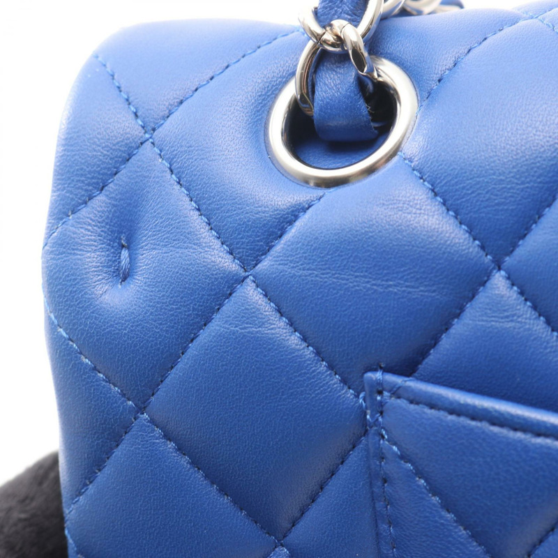 香奈兒 (CHANEL) Matelasse W 翻蓋鏈條單肩包，羊皮材質，藍色，二手，女士，COCO-9