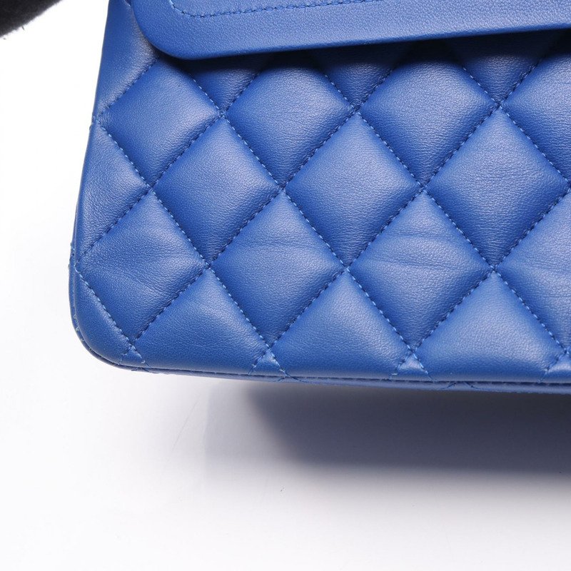 香奈兒 (CHANEL) Matelasse W 翻蓋鏈條單肩包，羊皮材質，藍色，二手，女士，COCO-10