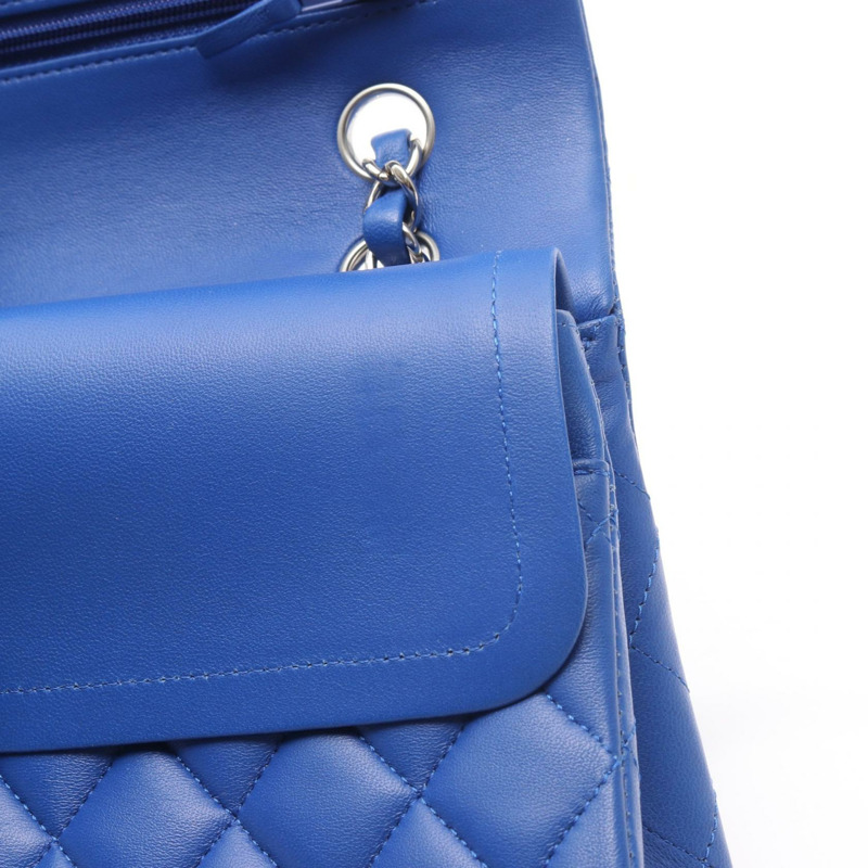 香奈兒 (CHANEL) Matelasse W 翻蓋鏈條單肩包，羊皮材質，藍色，二手，女士，COCO-11