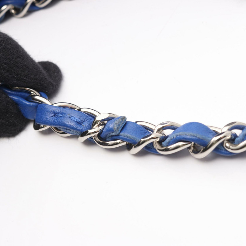 香奈兒 (CHANEL) Matelasse W 翻蓋鏈條單肩包，羊皮材質，藍色，二手，女士，COCO-12