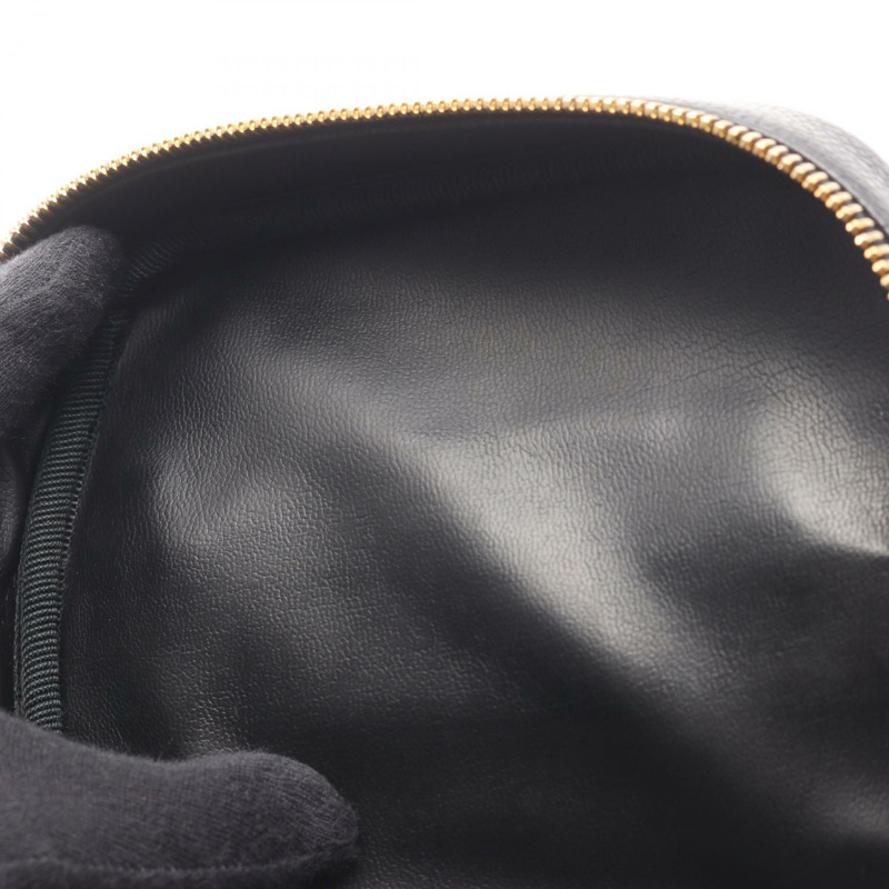 香奈兒 COCO 標誌垂直化妝包 A01998 黑色小牛皮二手金色五金-5