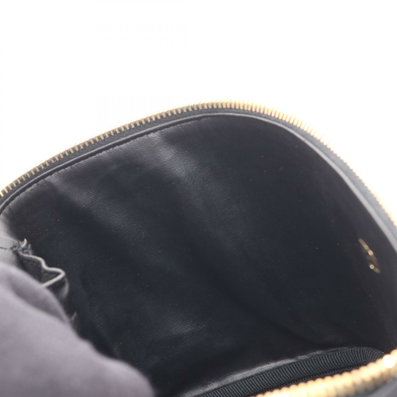 香奈兒 COCO 標誌垂直化妝包 A01998 黑色小牛皮二手金色五金-6