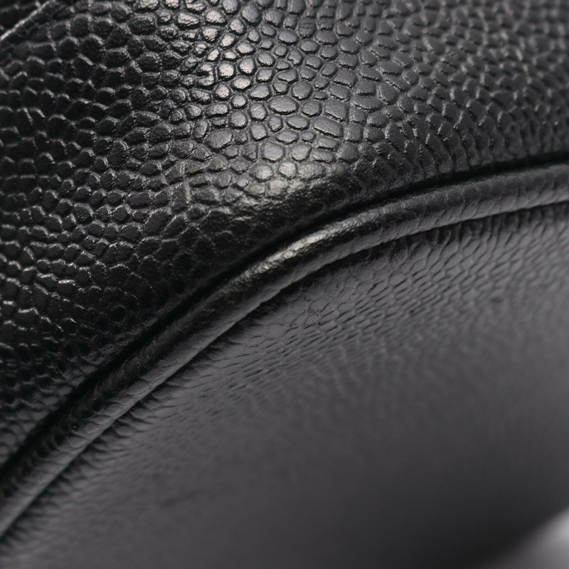 香奈兒 COCO 標誌垂直化妝包 A01998 黑色小牛皮二手金色五金-9