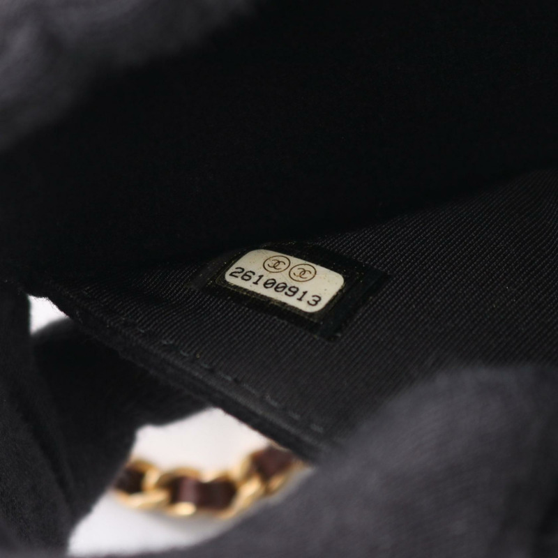 香奈兒 (CHANEL) 絎縫鏈條斜挎單肩包，羊毛材質，黑色，二手，女士，金色五金-5