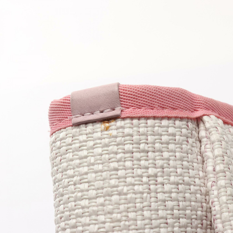 香奈兒 Deauville 手提包鏈條肩包 A67001 帆布皮革 白色 粉紅色 二手-11