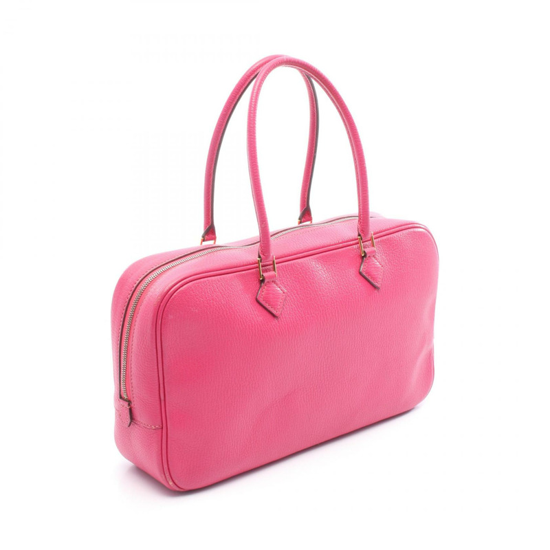 HERMES Plum Elan 28 手提包 Chevre 皮革 紫紅色 二手 女式 J GHW-1