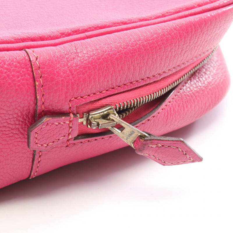 HERMES Plum Elan 28 手提包 Chevre 皮革 紫紅色 二手 女式 J GHW-12