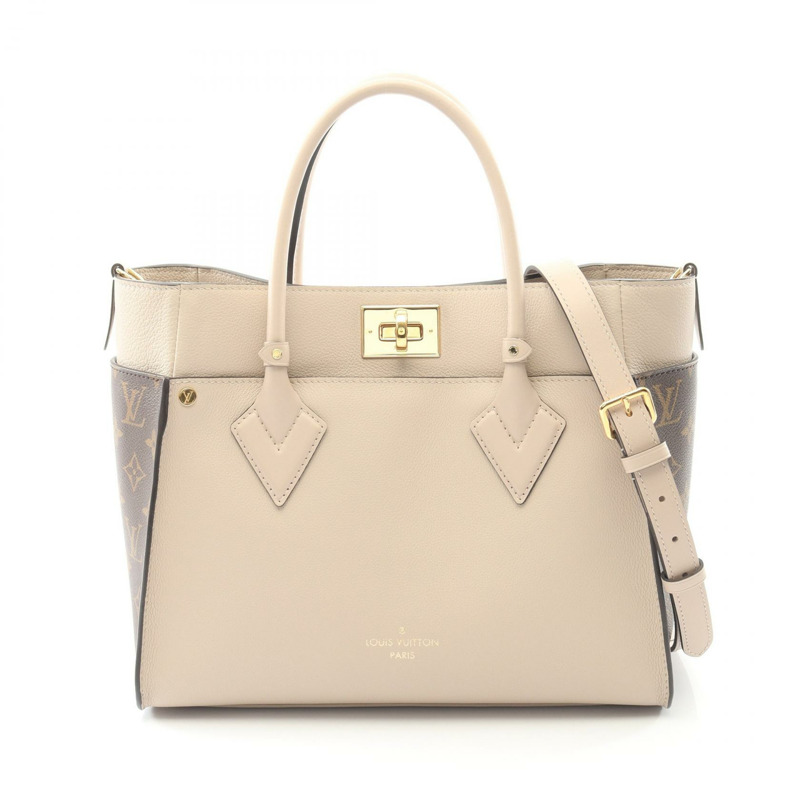 路易威登 On My Side MM 單肩手提包 M58485 Monogram 皮革 米色 二手-0