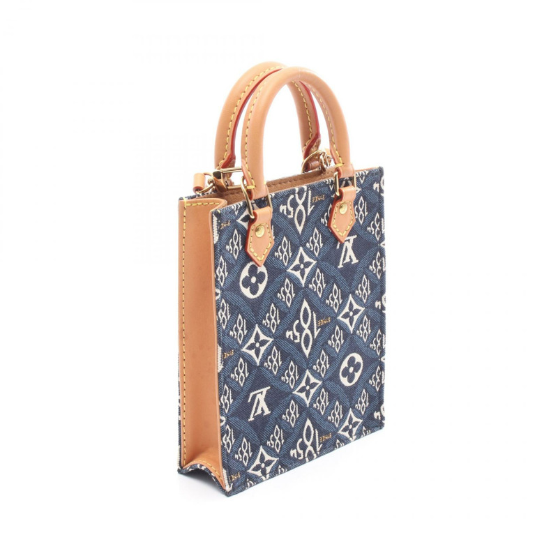 路易威登 Petite Sac Plat 單肩手提包 M80288 Monogram 提花海軍藍 LV-1